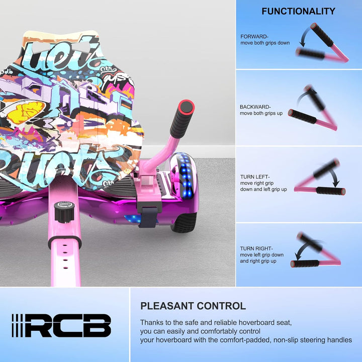 RCB Hoverboard Sitz, Go-Kart Zubehör für Hoverboards, Hoverboard mit Sitz passend für Aller 6.5"-10"