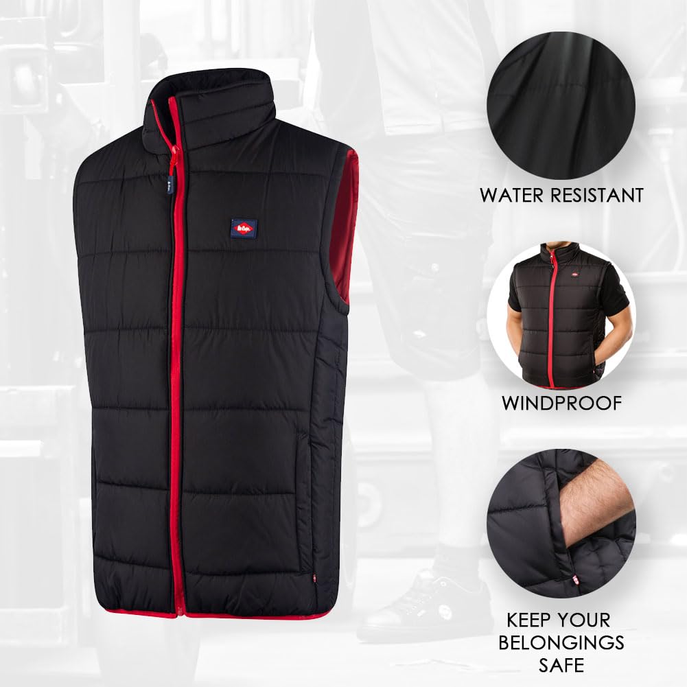 Lee Cooper Arbeitskleidung Herren Arbeitssicherheit Leichte Padded Vest Gilet Warmer mit Kontrastnäh