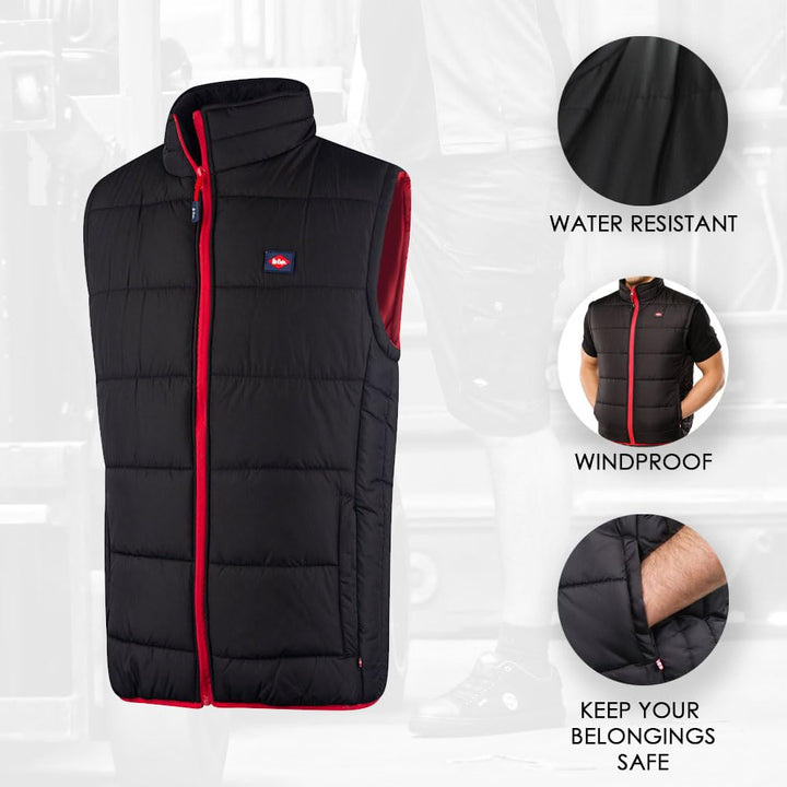 Lee Cooper Arbeitskleidung Herren Arbeitssicherheit Leichte Padded Vest Gilet Warmer mit Kontrastnäh