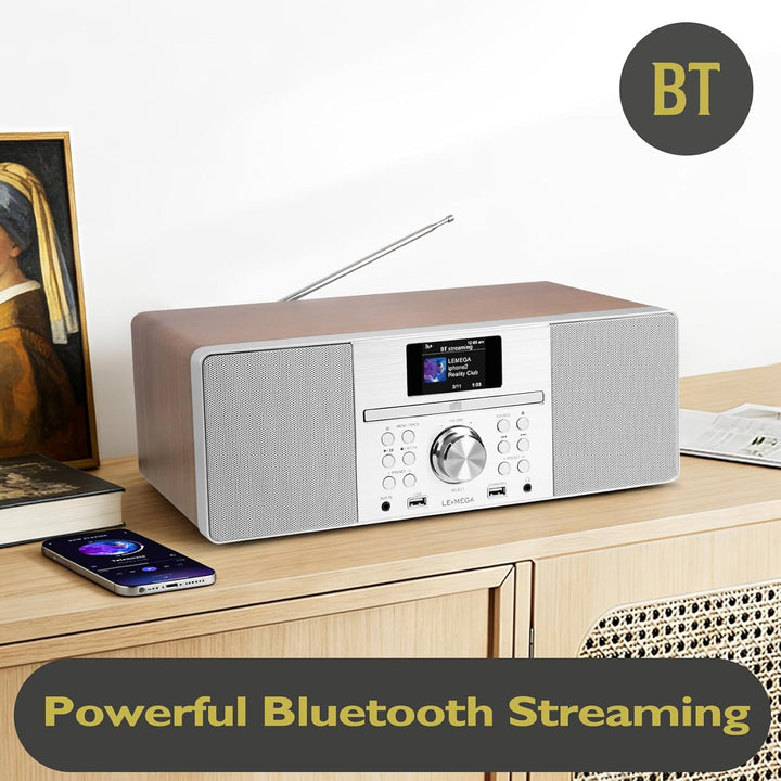 LEMEGA MSY1P All-In-One Musiksystem,CD-Player,DAB/DAB+ und FM Digitalradio,Bluetooth Lautsprecher,20