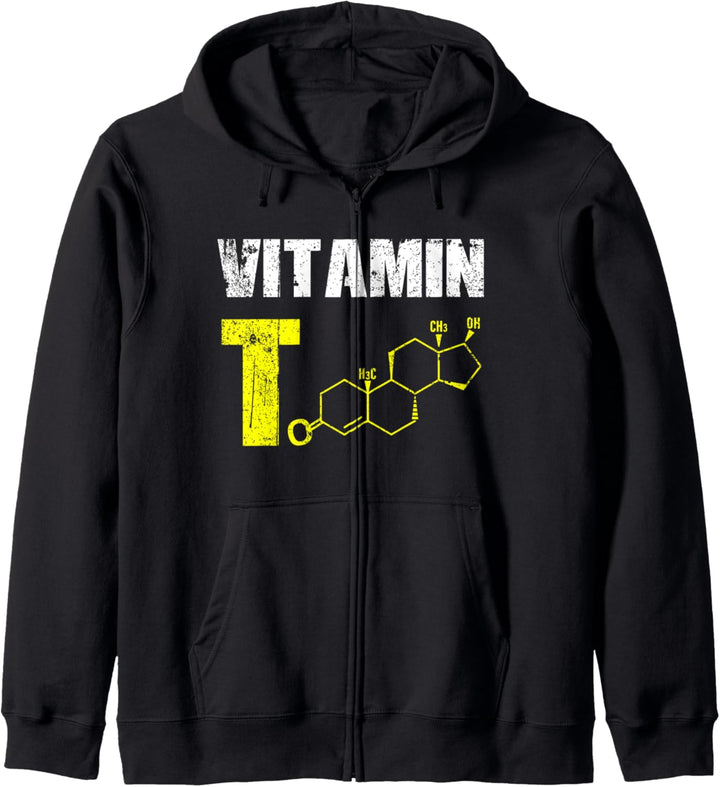 Vitamin T Testosteron Bodybuilding Fitnessstudio Fitnesstrainer Testo Kapuzenjacke