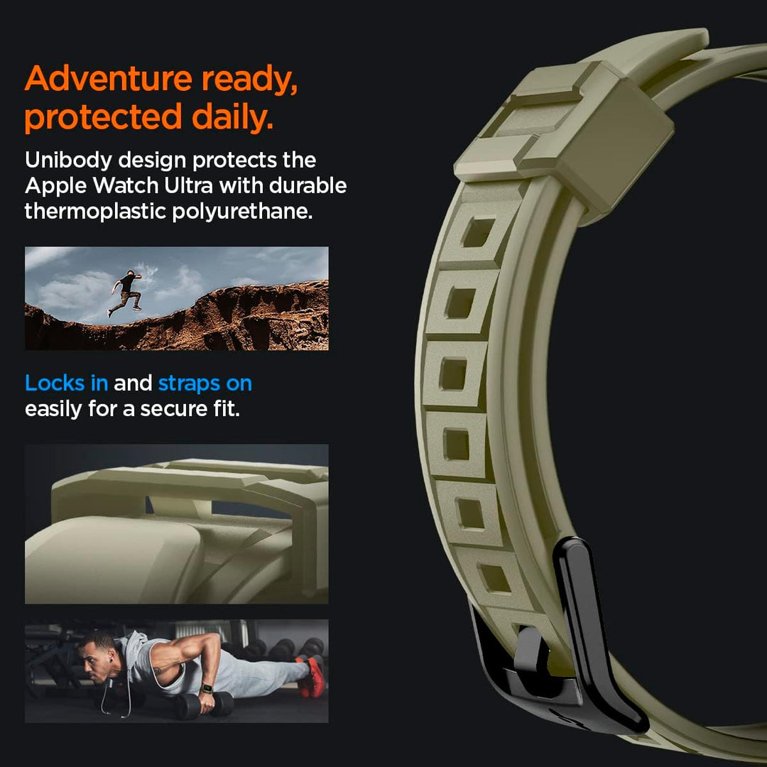 Spigen Rugged Armor Pro Hülle mit Band für Apple Watch Ultra 3/2/1 49mm | TPU-Unibody-Hülle mit Armb