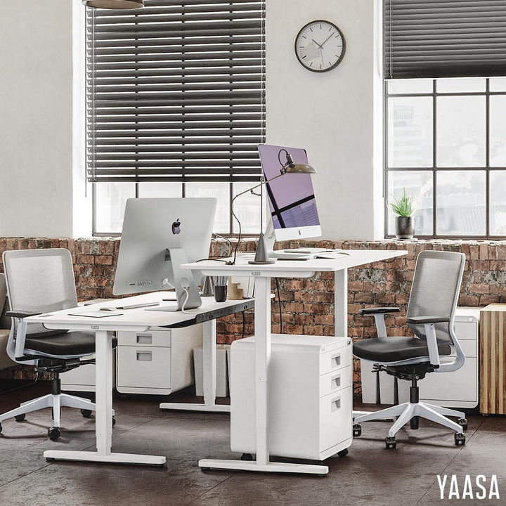 Yaasa File Cabinet Curved Standard Weiss - Rollcontainer aus Stahl, Aktenschrank mit 3 verschliessba