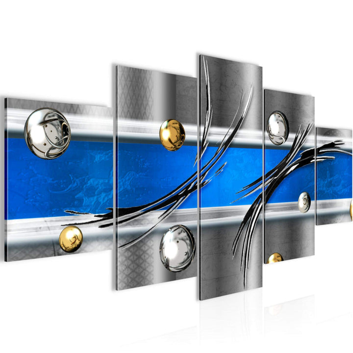 Runa Art Wandbilder Abstrakt 5 Teilig Bild auf Vlies Leinwand Deko Wohnzimmer Schlafzimmer Blau Grau