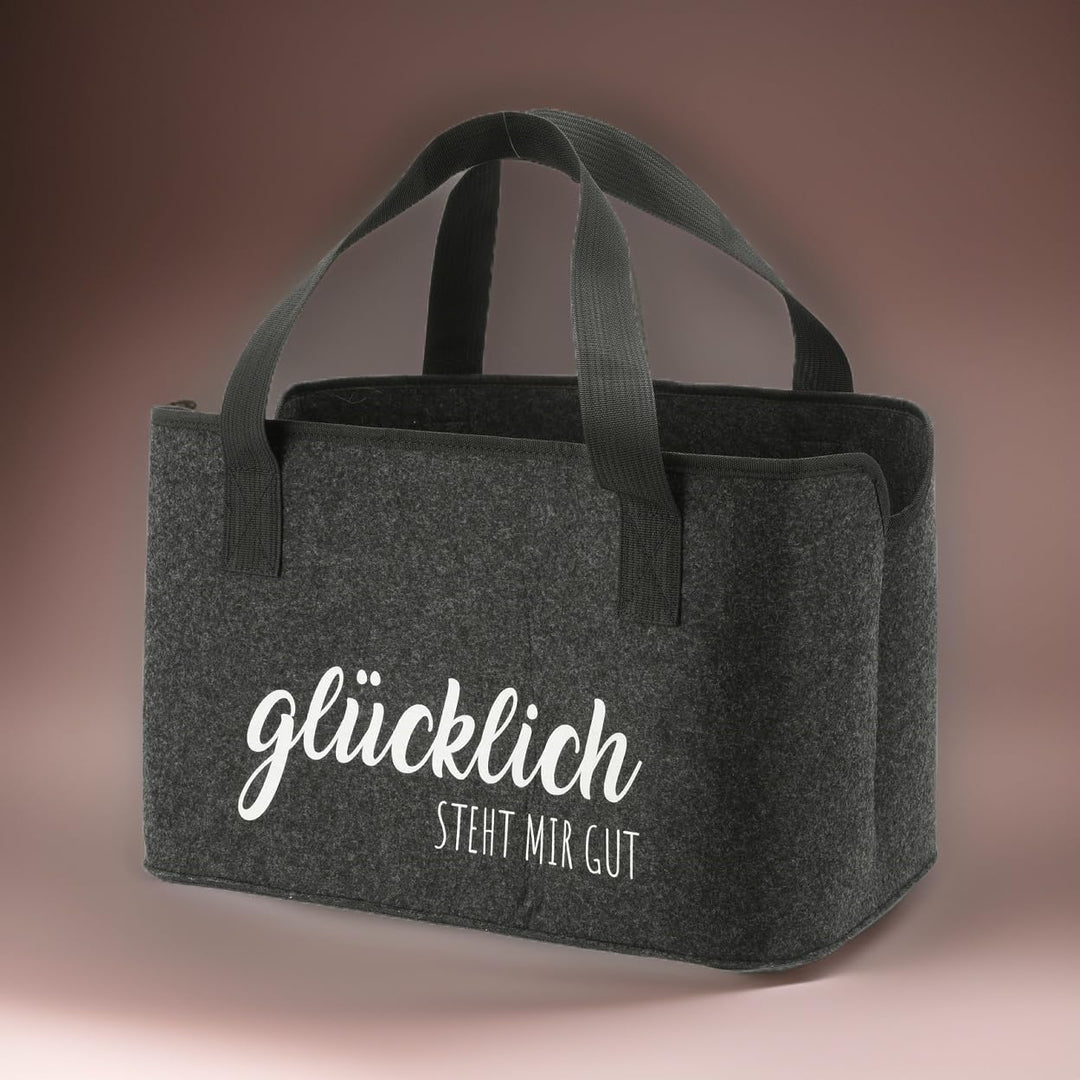 MC-Trend faltbare XL Filztasche mit lustigen Sprüchen aus 3 mm starkem Filz praktische Tasche zum Ei