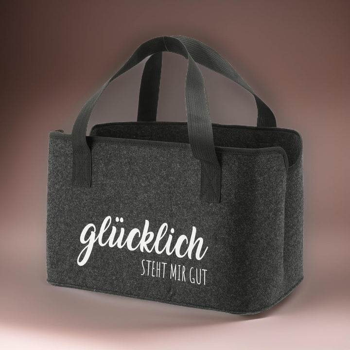 MC-Trend faltbare XL Filztasche mit lustigen Sprüchen aus 3 mm starkem Filz praktische Tasche zum Ei