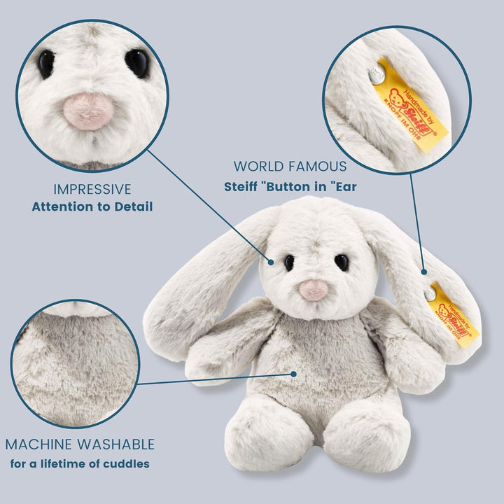 Steiff Hoppie Hase - 18 cm - Plüschhase mit Schlappohren - Kuscheltier für Kinder - Soft Cuddly Frie