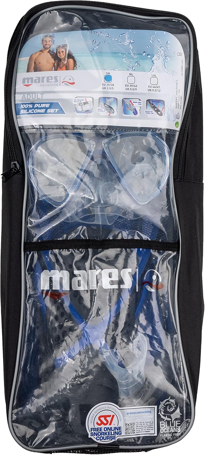 Mares Erwachsene Maske plus Schnorchel plus Flosse Set X-One Marea L-XL Blau, L-XL Blau