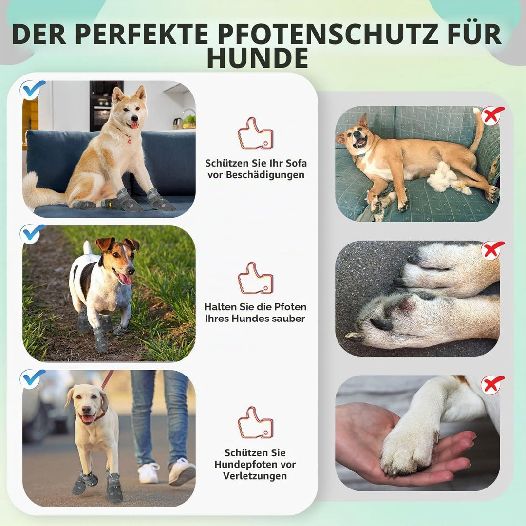 SlowTon Hundeschuhe Pfotenschutz, 2 Stück atmungsaktive Hunde Schuhe Outdoor mit Rutschfester Sohle,