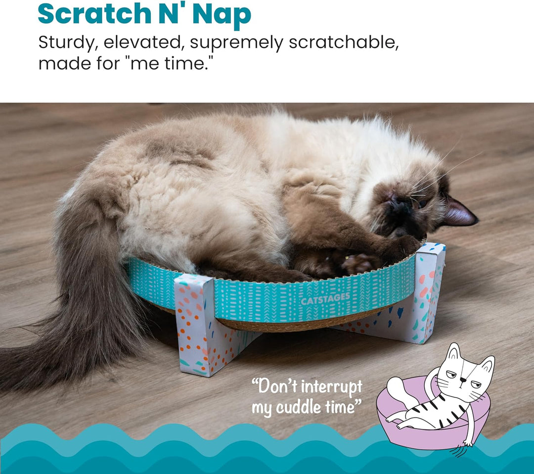 Catstages Easy Life Scratch, Snuggle & Rest - Kratzpappe mit Liegemulde - Mehrfarbig - Einheitsgröss