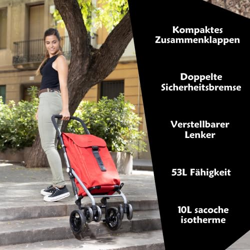 Carlett – Classic Duo | Faltbarer Einkaufswagen mit Gratis-Haken | Robuster Einkaufswagen | 4 Räder