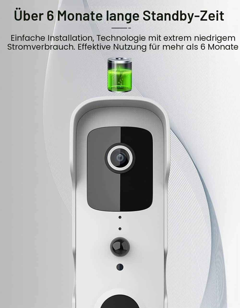 Winnes Kabellose Türklingel mit Kamera, 1080P HD, IP65, wasserdicht, 155 ° Weitwinkel, mit PIR-Nacht
