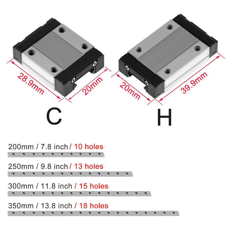 Twotrees MGN9C Mini Linearführungen, Linear Schiebe Gide mit 1 Carriage Block Linearführungen für DI