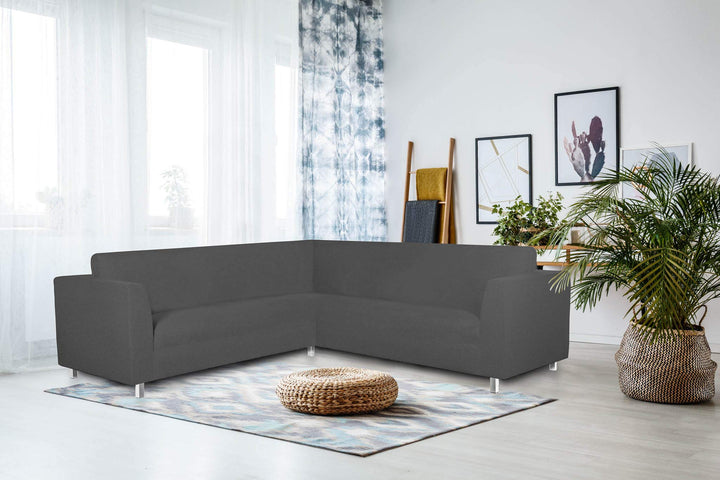 Italian Bed Linen Dehnbarer Spannbezug für Sofas Dahlia, 92% Polyester, 8% Elastometer, Dunkelgrau,