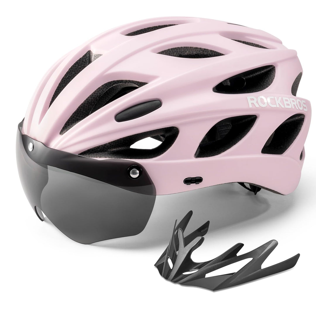 ROCKBROS Fahrradhelm Rennrad Helm Radhelm mit Abnehmbaren Visier Cityhelm Leichter Stadthelm für Dam