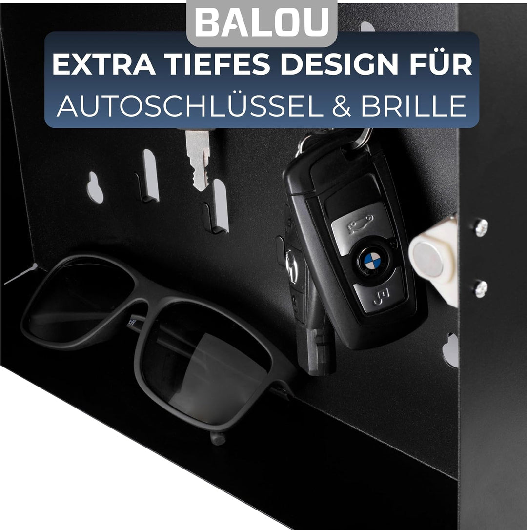 BALOU Schlüsselkasten modern mit Glas Magnettafel - Memoboard magnetisch mit 6 Magneten und Stift -