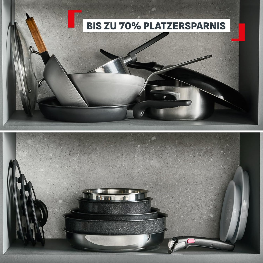 Tefal Ingenio Comfort Max 4-tlg. Pfannen-Set, extrastarker Boden, unversiegelt, platzsparend, Thermo
