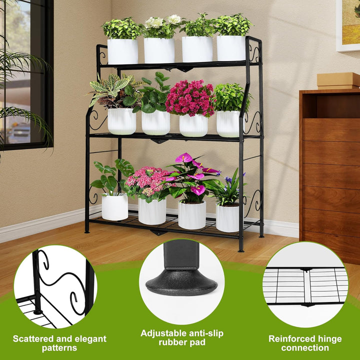 Metall-Blumenleiter 3-stufig (Pflanzenständer) – für Balkon, Garten & Wohnung Stabile Blumentreppe