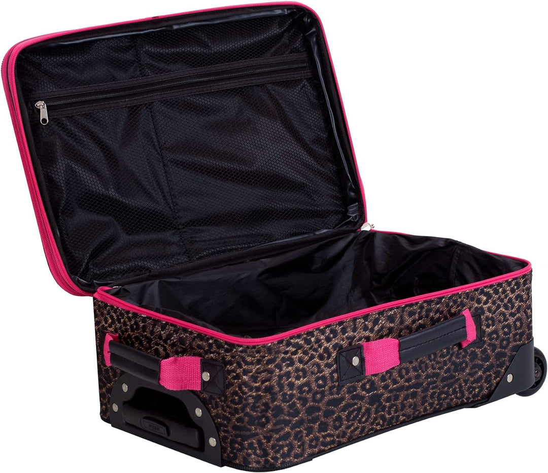 Rockland Jungle Softside Gepäck-Set, pink Leopard, 4-Piece Set (14/29/24/28), Jungle Softside Gepäck