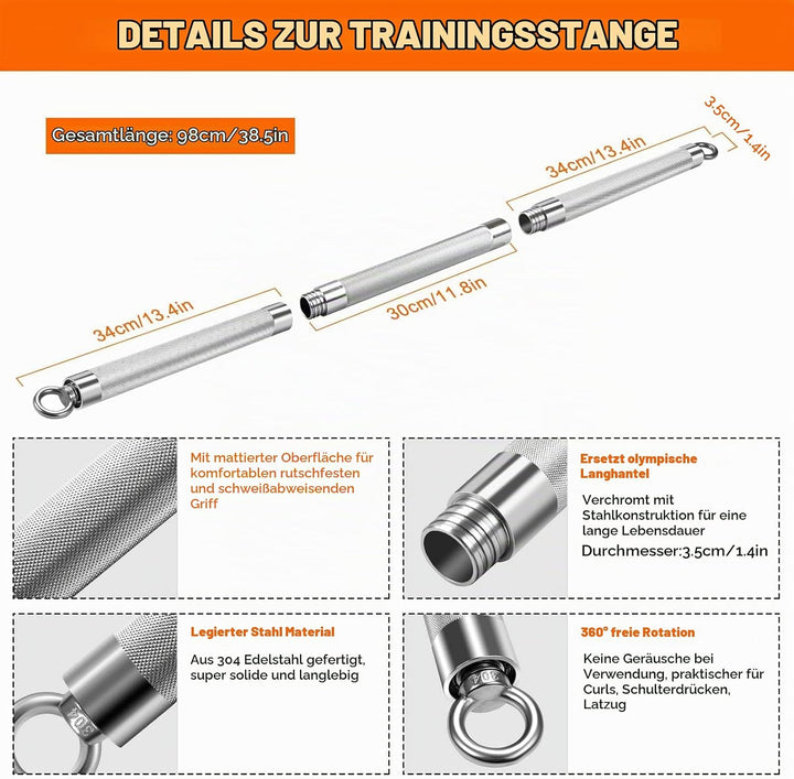 DASKING Fitnessbänder Widerstandsbänder Stange, Fitnessgeräte für Zuhause, 75cm/90cm/98cm Abnehmbare