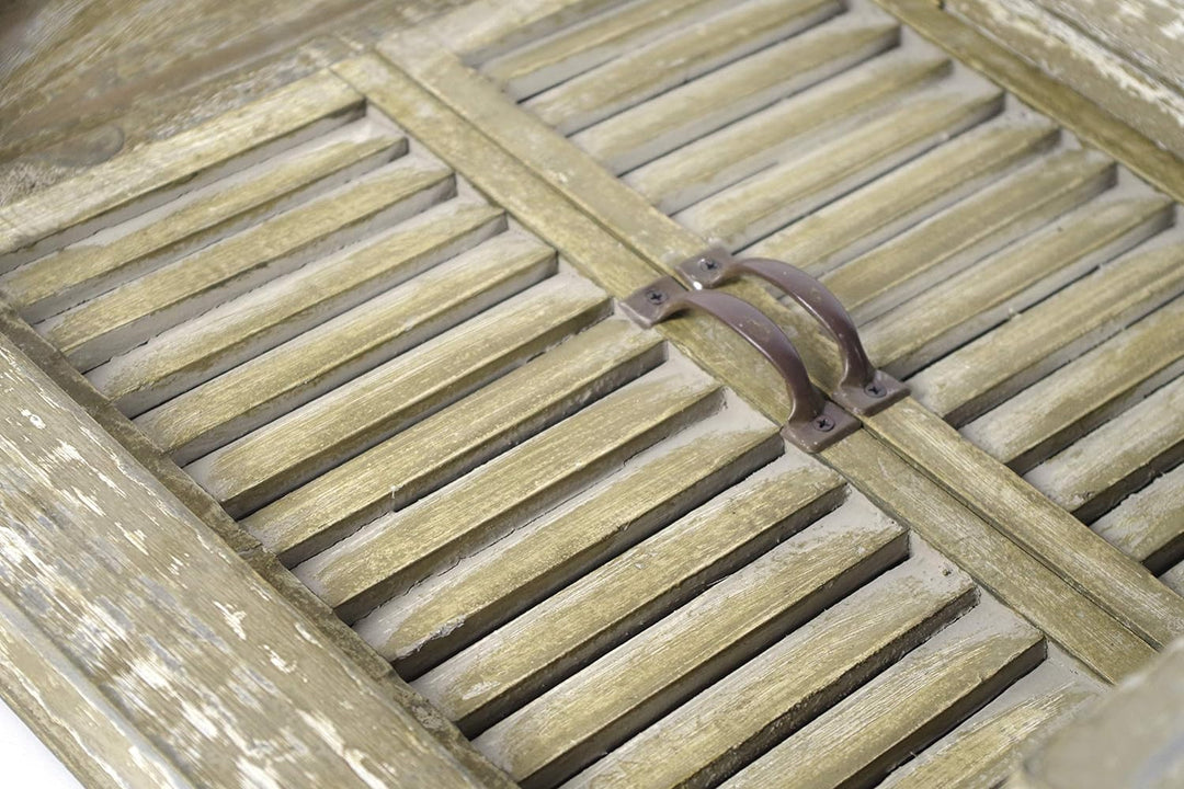 Kobolo Deko-Fensterladen - Holz - braun - Schublade zum Bepflanzen - 44x14x76