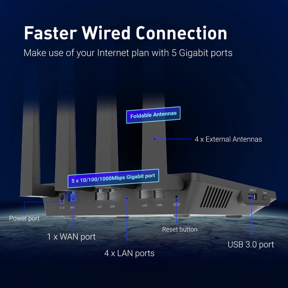 GL.iNet GL-AX1800(Flint) WiFi 6 Router - Dual Band Gigabit Wireless Internet Router | 5 x 1G Etherne