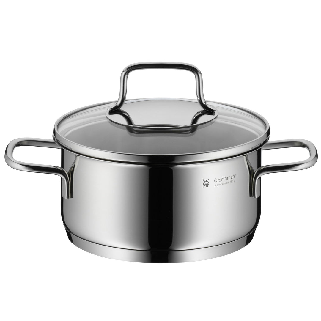 WMF Astoria Kochtopf klein 16cm, Glasdeckel, Bratentopf Induktion 1,4l, Cromargan Edelstahl poliert,