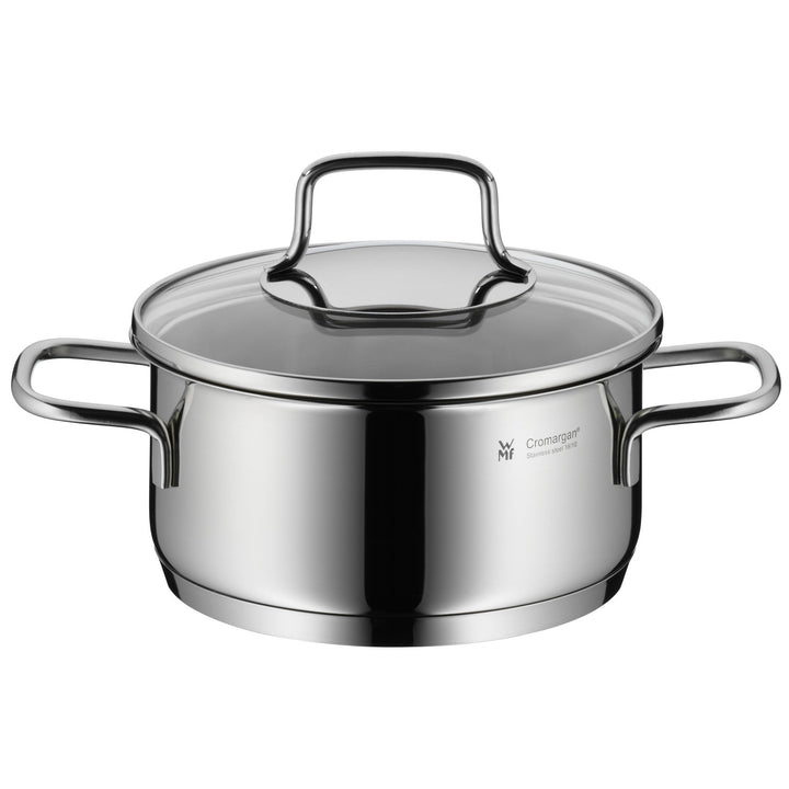 WMF Astoria Kochtopf klein 16cm, Glasdeckel, Bratentopf Induktion 1,4l, Cromargan Edelstahl poliert,