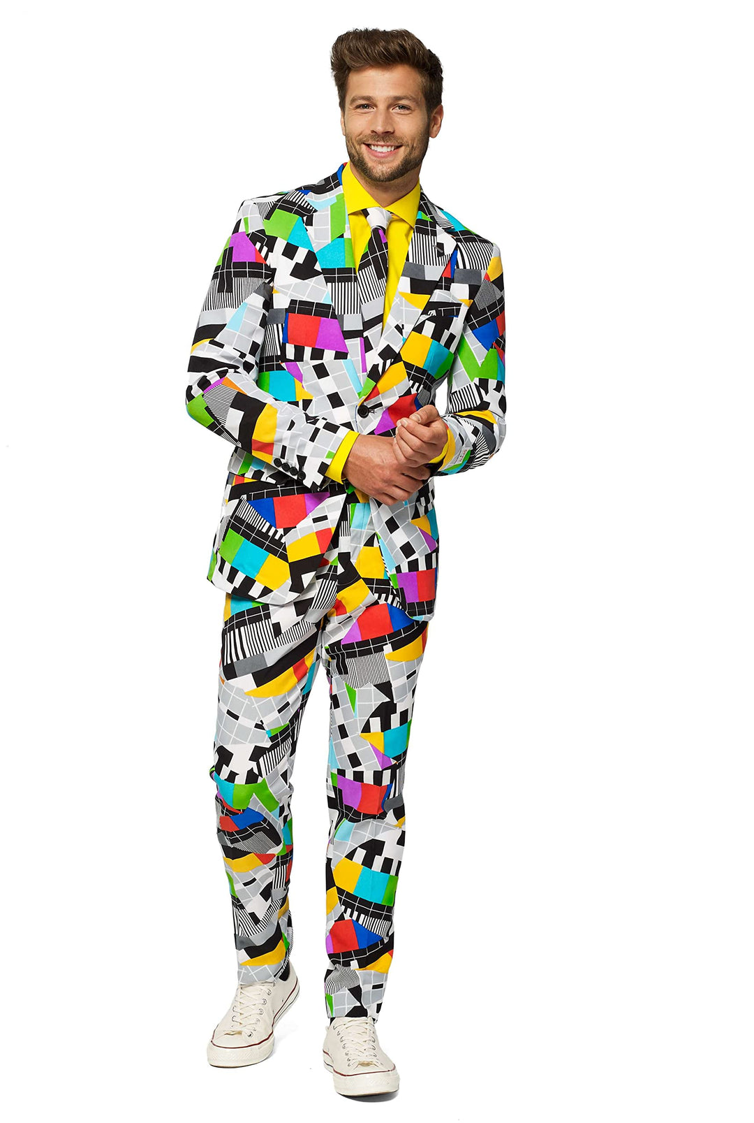 OppoSuits Modisch Party Einfarbige Anzüge für Herren - Mit Jackett, Hose und Krawatte 58 Mehrfarbig,
