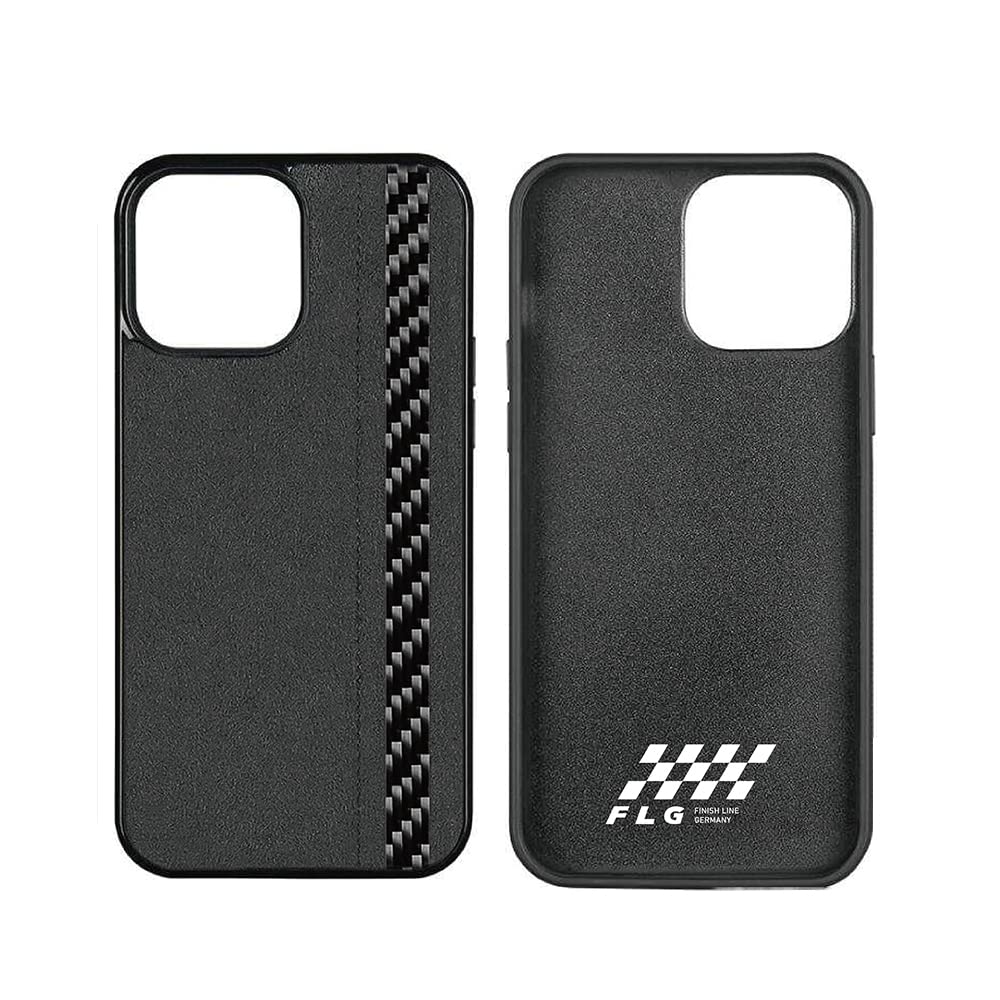 FLG | Alcantara Hülle für iPhone 13 Pro Case mit Carbon Fiber Handyhülle Schwarz – kompatibel mit iP
