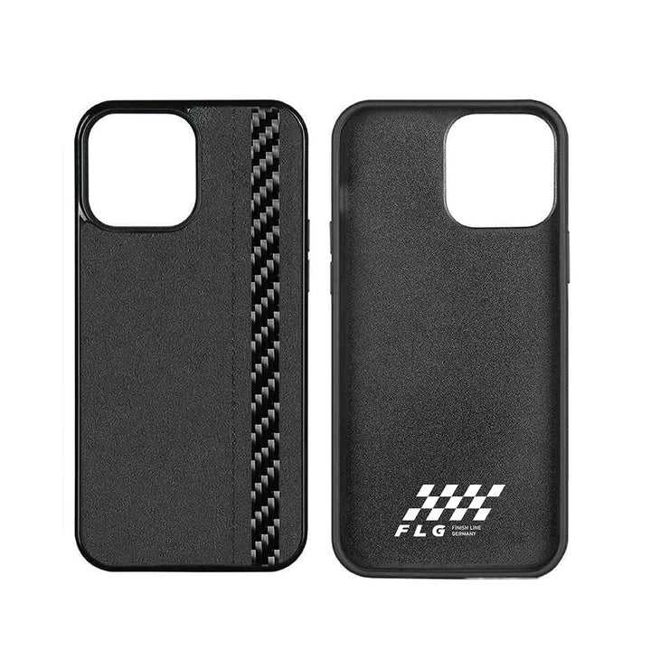 FLG | Alcantara Hülle für iPhone 13 Pro Case mit Carbon Fiber Handyhülle Schwarz – kompatibel mit iP