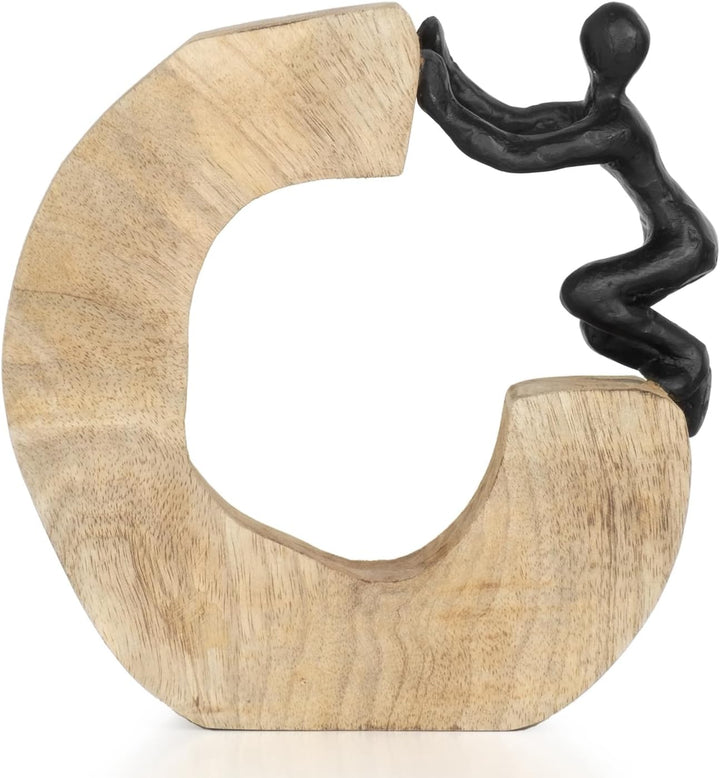 Moritz Skulptur I Wir räumen den Weg frei I 18,5 x 6 x 19 cm I Holzdeko I Skulpturen Deko I Modern I
