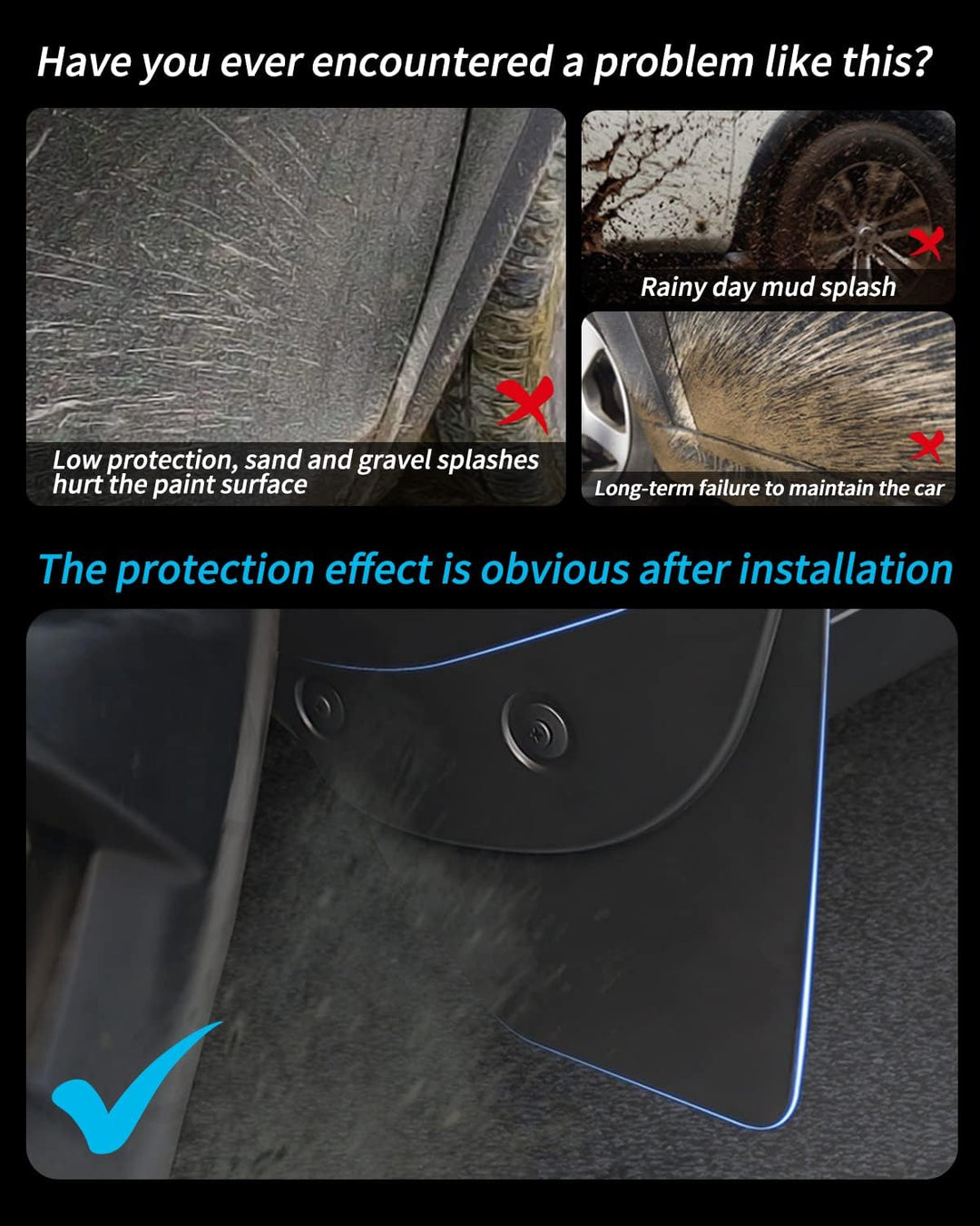 KKTR-CAR Tesla Model Y Spritzschutz, Auto-Spritzschutz, Kotflügel vorne hinten mit Schrauben, kein B