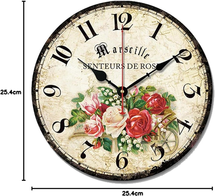 SWHONG Antique Rose Love rund Holz Wanduhr Schlafzimmer Wohnzimmer Wanduhr Home Decor Mode, Mode