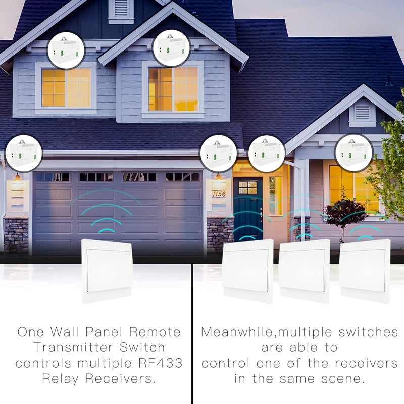 MOES RF433 Funkschalter Batterielose, Funk Lichtschalter Keine Batterie, Wandlichtsschalter Selbstve