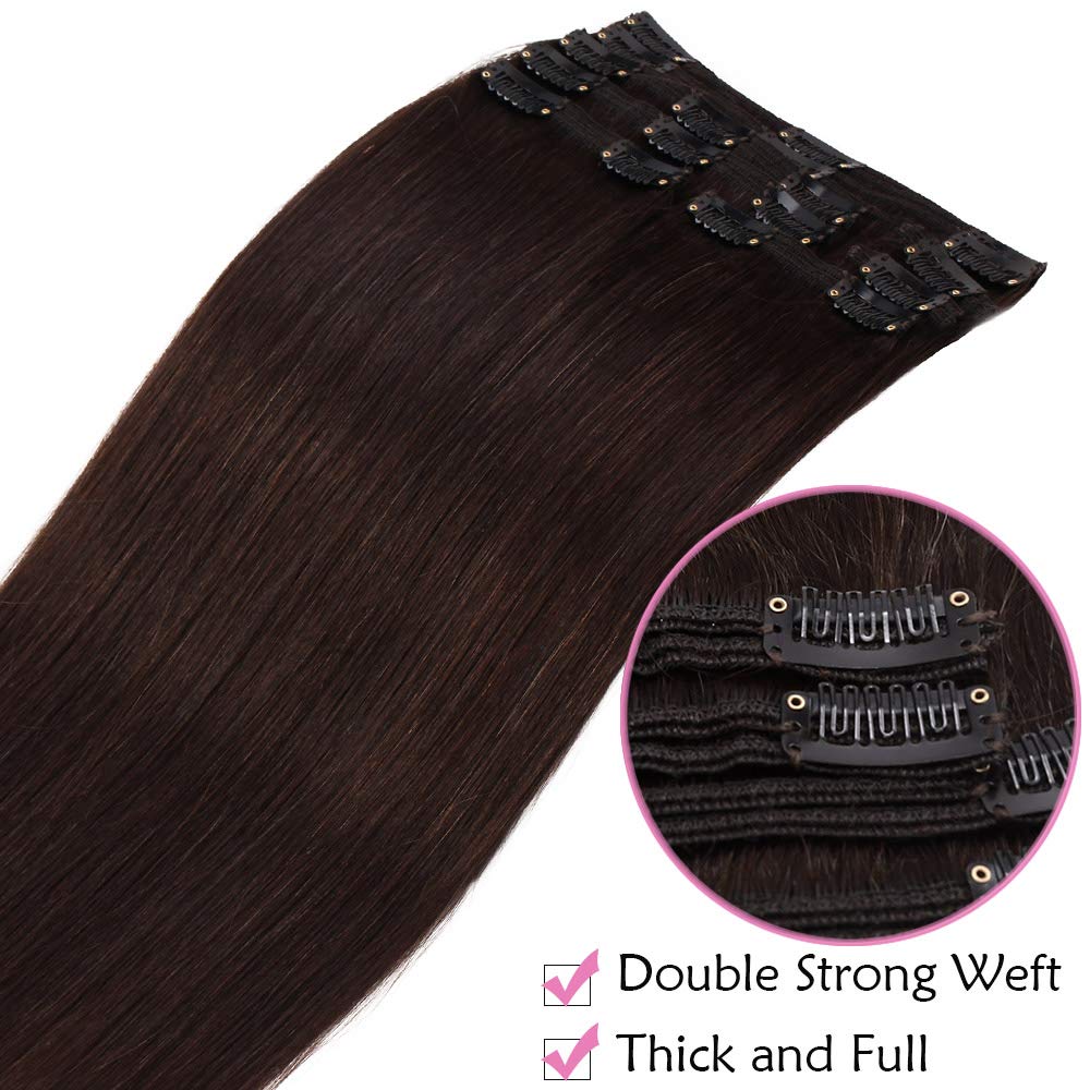 SEGO Haarverlängerung mit Clip 8 Streifen – echtes menschliches Haar – Clip aus Naturhaar mit doppel