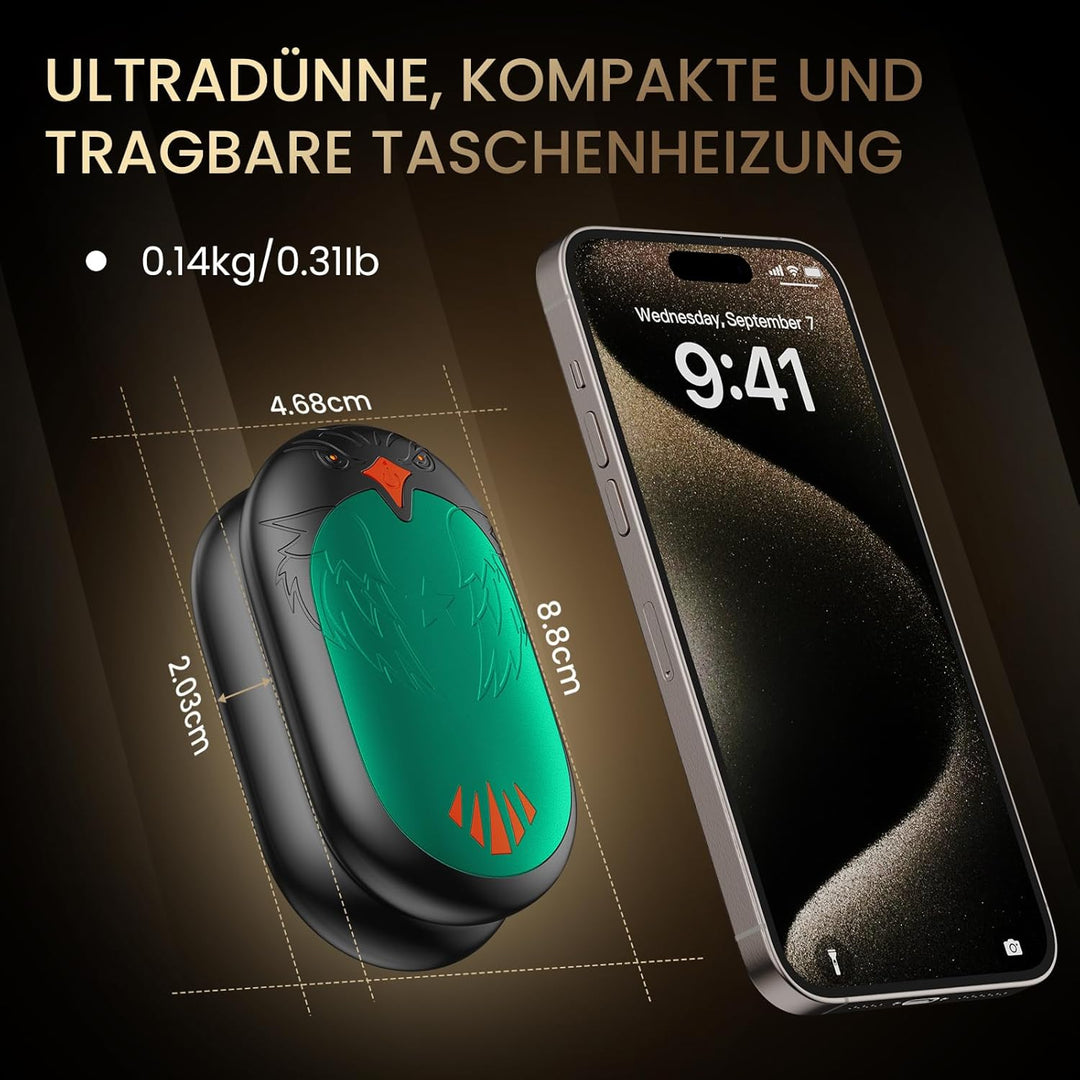 Handwärmer Wiederaufladbar 2 Pack, Elektrische Tragbare Taschenwärmer 2 in 1 Handwärmer mit 3 Heizmo