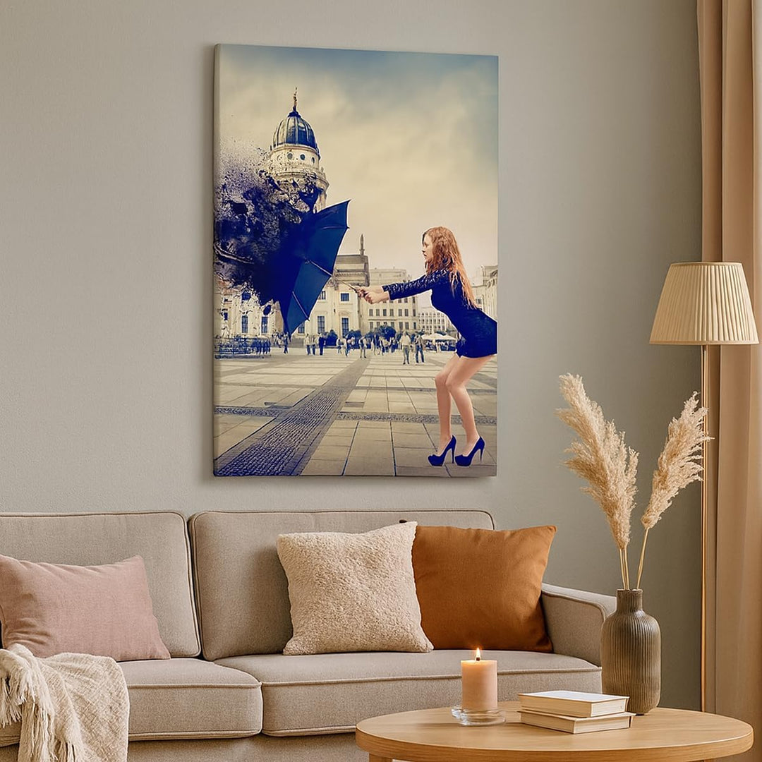 Bilder auf Leinwand Stadt landmarken quadrat regenschirm Leinwandbild mit Rahmen 45x80cm Wandbilder
