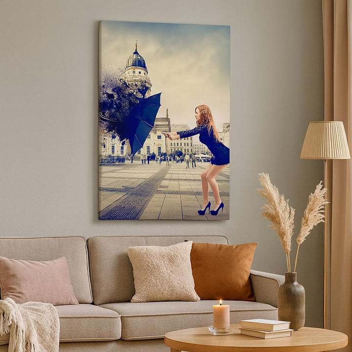 Bilder auf Leinwand Stadt landmarken quadrat regenschirm Leinwandbild mit Rahmen 45x80cm Wandbilder