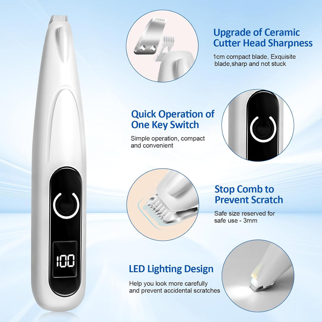 Hundeschermaschine, Pfotentrimmer für Hunde, Haustierhaarschneider mit Led, Kabellos Schermaschine H