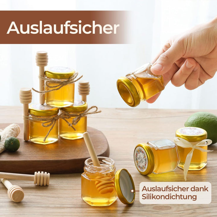ComSaf 40 Pack 45ml Mini Glas Honiggläser für Honig, Marmeladengläser, kleine gläser mit deckel, Hon