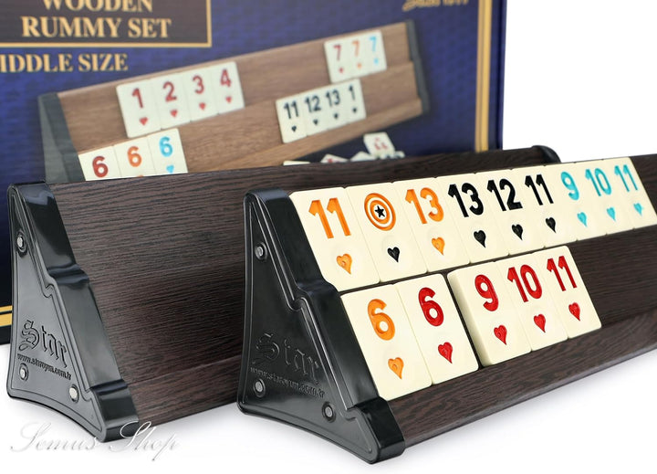 Star SEMUS Wooden Rummy Kompakt Okey mit Melamin Spielsteine (Dunkel)