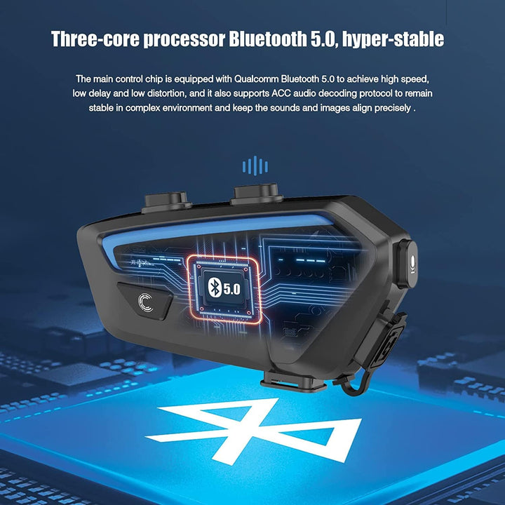 FreedConn FX Motorrad Intercom, Helm Headset für bis zu 8 Motorräder mit Reichweite von 1200m, DSP u