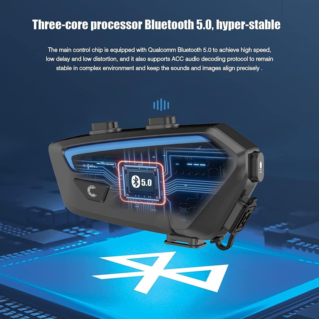 FreedConn FX Motorrad Intercom, Helm Headset für bis zu 8 Motorräder mit Reichweite von 1200m, DSP u