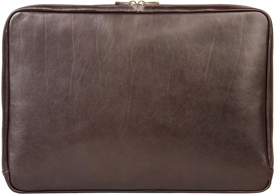 Maxwell Scott Handgefertigte Leder 17'' Laptophülle Davoli in Dunkelbraun, Dunkelbraun