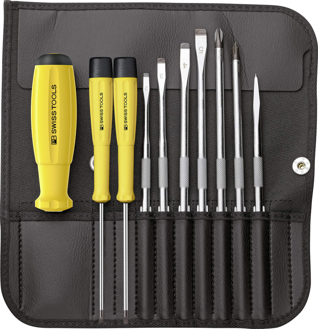 PB Swiss Tools ESD SCHLITZ/PHILLIPS/AHLE Schraubendreher-Set Elektriker PB 8215, 10-tlg. (Gr. 0/1/2/