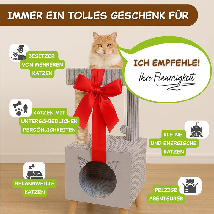 Outentin Premium Kratzbaum für Katzen – Stabiler Katzenturm mit Katzenhöhle, Waschbaren Bezügen &amp; Li