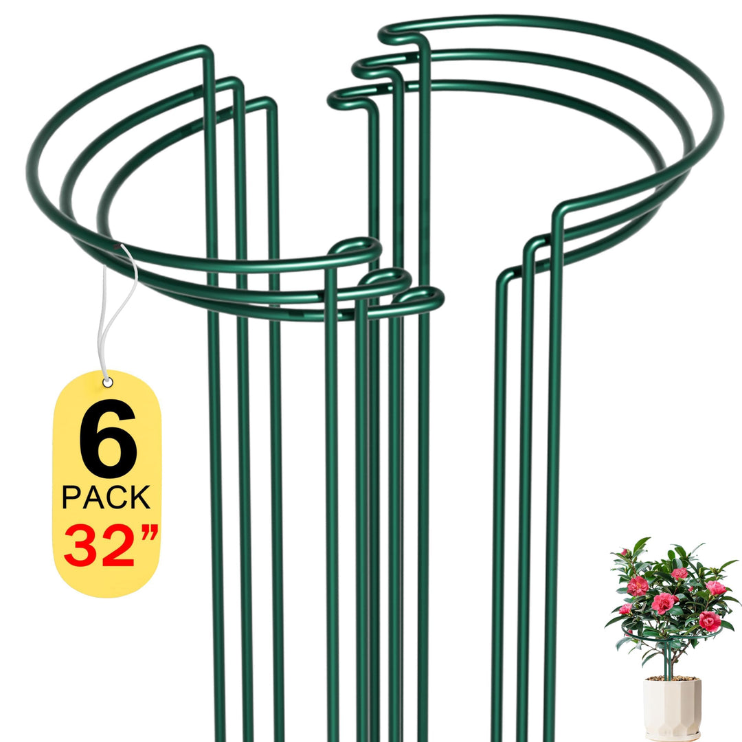6 Stück Pflanzenstützen Staudenhalter Halbrund Gross 35x80cm,Robuste 5mm Draht Metall Pflanzenhalter