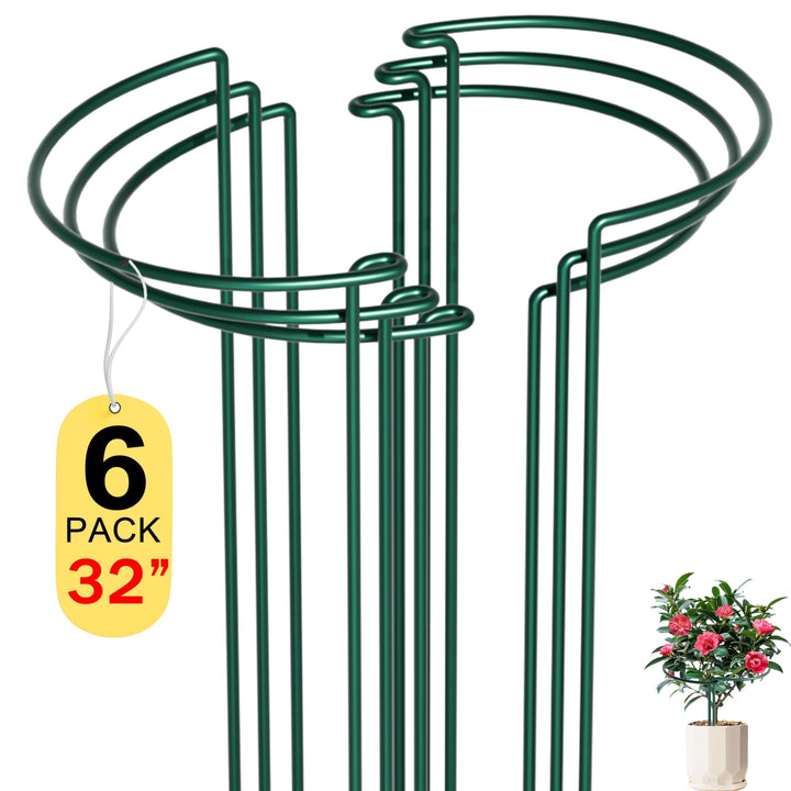 6 Stück Pflanzenstützen Staudenhalter Halbrund Gross 35x80cm,Robuste 5mm Draht Metall Pflanzenhalter