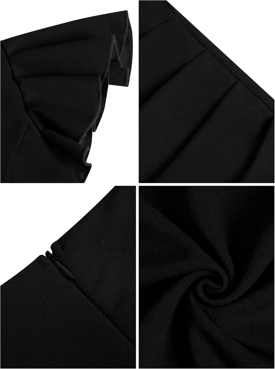 Missufe Damen Cocktailkleid Wickelkleid Partykleid Midikleid Elegant Bodycon Kleider Schwarz XS, Sch